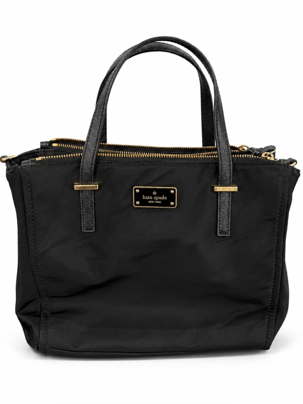 kate spade Black Nylon Tote with Gold Accents